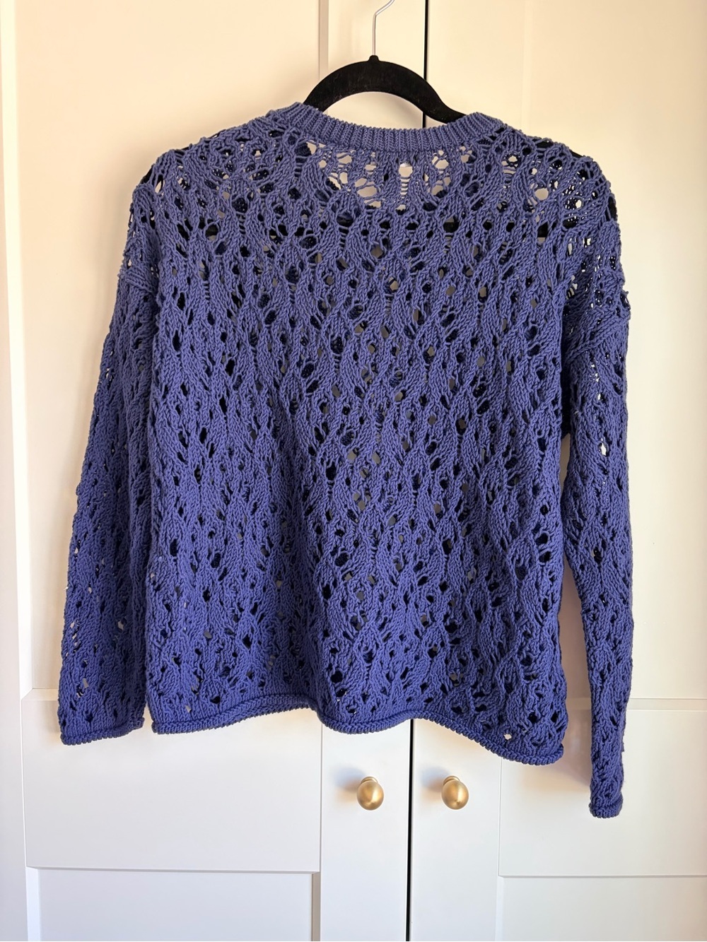 Eileen Fisher Open-Knit Crewneck Sweater in Dusty Blue | XS - Picture 5 of 7